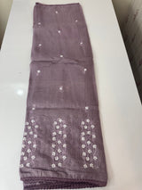 Kota checks saree with embroidery SVTS34 - DuskyLavender