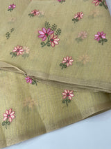 Tissue mix Soft silk saree with embroidery MS8189- Pastel DuskyYellow