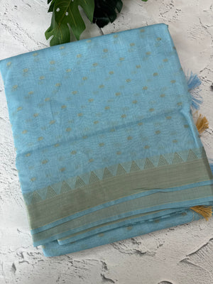 Semi chanderi saree with buttas MSF784 LightBlue