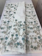 White Supernet saree with embroidery MSH153