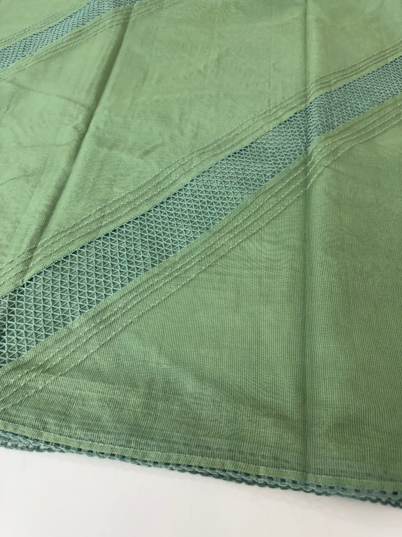Supernetsaree with crochet work and lace border MCJ5433 - DuskyGreen (Design - Diagonal Crochet)