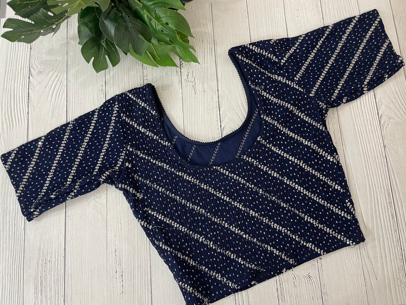 Stretchable Readymade blouse with sequence work- MSBL