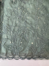 Organza saree with embroidery and pearl work - MSK54- DuskyBlue