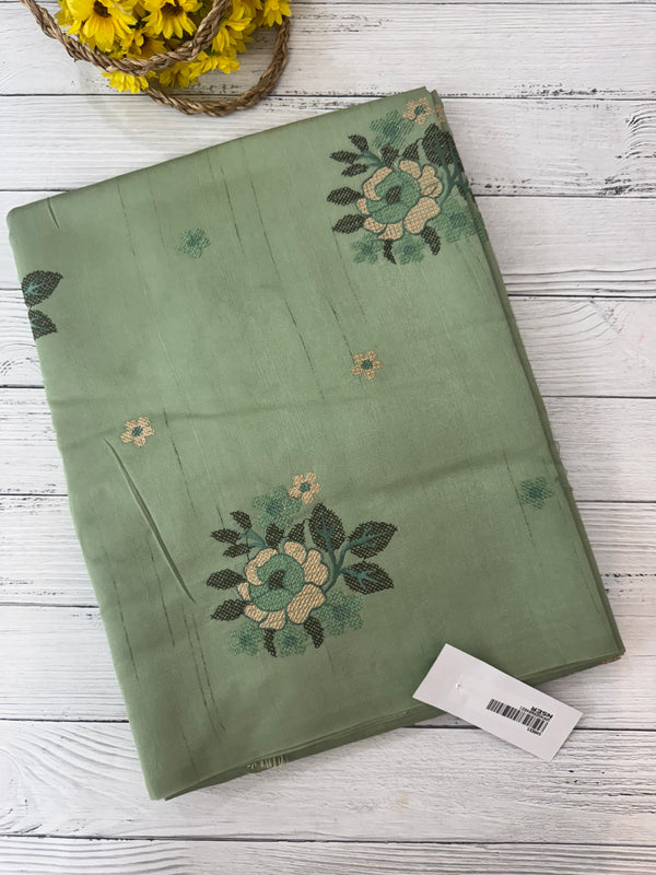 Blended matka tussar silk saree with embroidery - MS90654 DuskyGreen