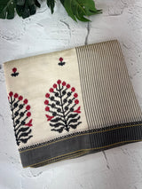 Blended tussar silk saree with embroidery- MSH490