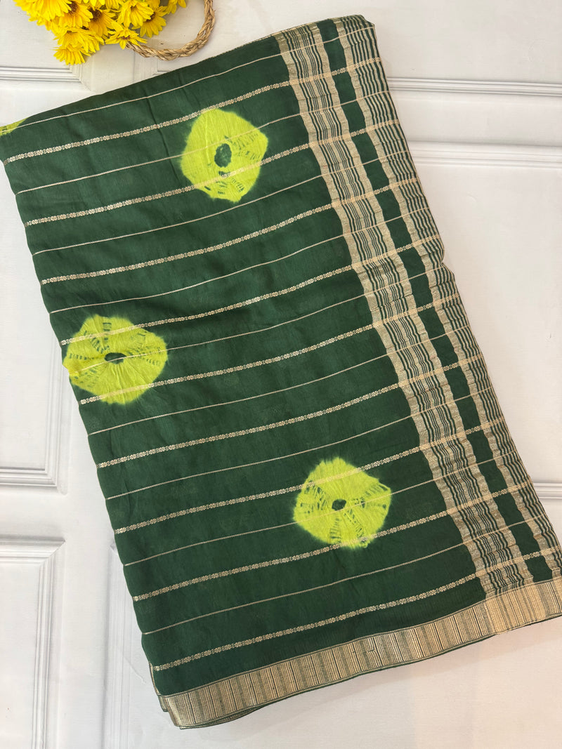 Banarasi weaving dola silk saree MS7611 DarkGreen