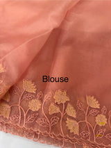Soft Organza saree with embroidery borders - MCW786 Peach