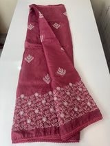 Kota checks saree with embroidery SVTS31 Pink