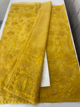 Soft organza saree with applique and thread work - MSH956 (2) Mustard