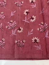 Crushed Blended tussar silk saree with embroidery- MSB7654 Rosewood