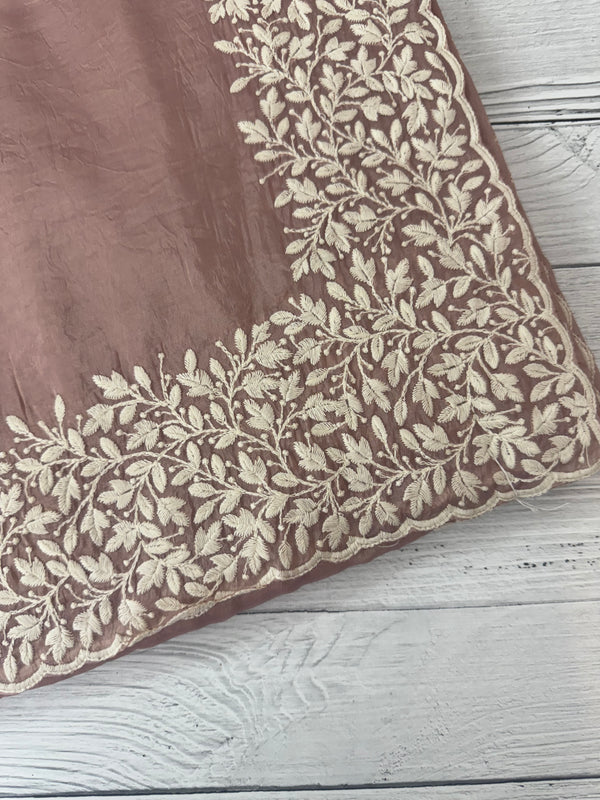 Crush Organza embroidery saree MS9739 - Dusky MauvePink