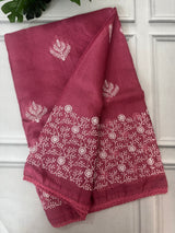 Kota checks saree with embroidery SVTS31 Pink