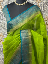 Jute silk sarees with contrast pallu & blouse MJL396