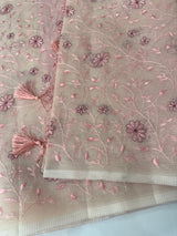 Kota silk saree with embroidery MSH199 - Pastel PeachPink