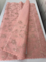 Viscose Organza saree with applique work-MSH238 PeachPink