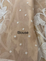 Semi organza saree with appliqué work - MSH906 PastelPeach