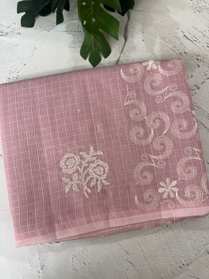 Kota moonga checks embriodery saree MS1494 DustyOnion