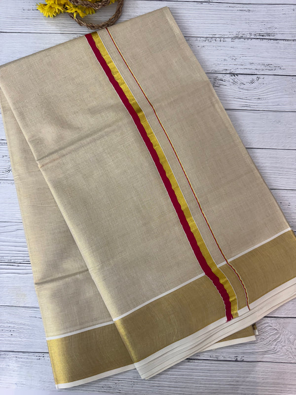 Kerala tissue saree- Pink Kara