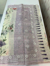 Chanderi digital printed saree with chikankari embriodery MSH171