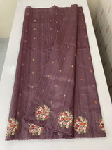 Blended tussar silk saree with embroidery- MS1072 DarkMauve
