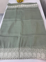 Crush Organza embroidery saree MS9739 DuskyGreen