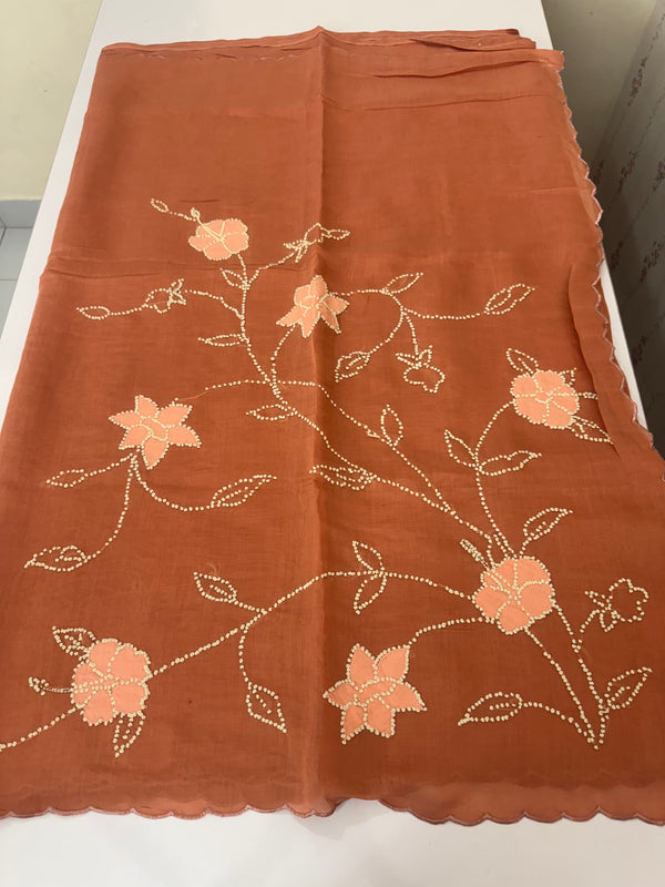 Malai chanderi knot and kanta embriodery saree  MS5556