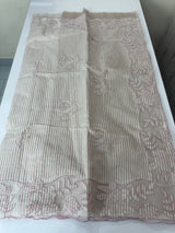 Striped Mul chanderi saree with applique borders MSH987 - PaleMauve