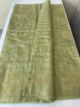 Tissue Silk applique work saree MSH133 Design 1- LightGreen