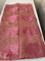 Glass organza saree with thread work- MOS330 PeachPink