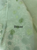 Viscose Organza saree with cutwork borders-MSH262 PistaGreen