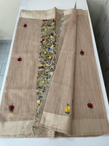 Soft Tissue linen Silk embriodery saree MS49876