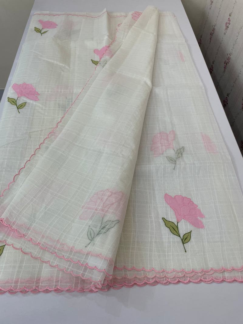 Kota silk cotton saree with applique work MS81789