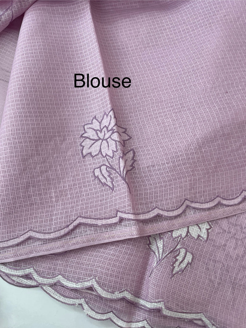 Soft kota silk saree with applique work MS14410 DuskyLavender