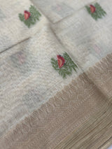 Jamdani silk Cotton Saree MS12567 (3) PeachRed birds