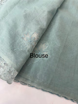 Mul chanderi saree with applique borders MSH112 GreyishBlue