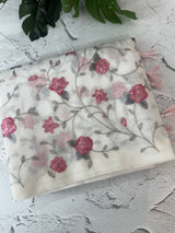 White Supernet saree with embroidery MSH153