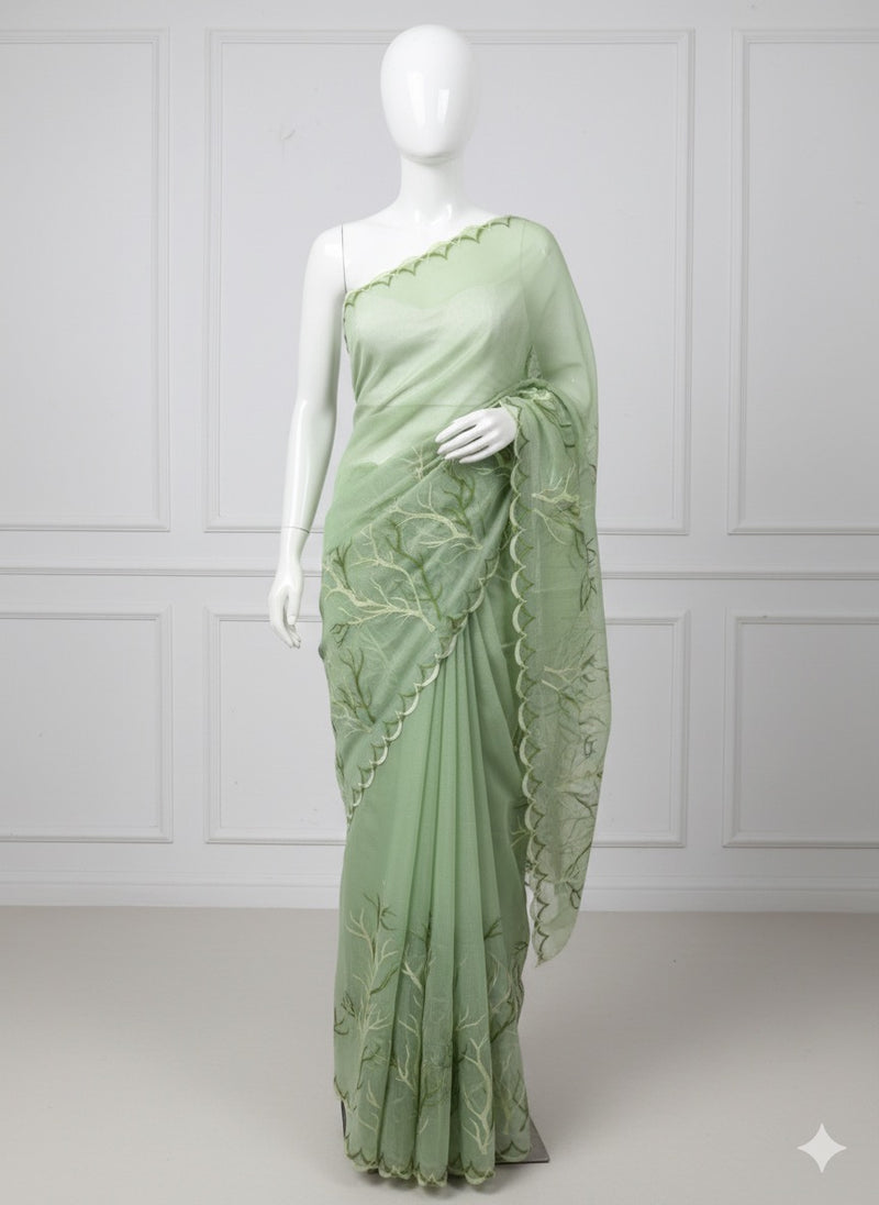 Kota silk embroidery saree  MSH125- Pista Green