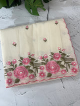 Mul chanderi embriodery saree with scalloped borders MSH176