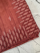 Blended tussar saree with cutwork border- MSHK691 DarkPeach