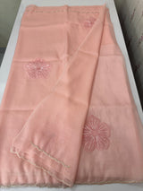 Handworked Crush Organza saree with applique work MBS676 PeachPink