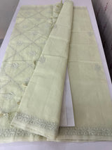 Premium Kota checks saree with Chikankari work  MSH241 Pastel PistaGreen