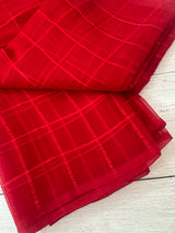 Chiffon saree in check pattern SPFWS18 Red