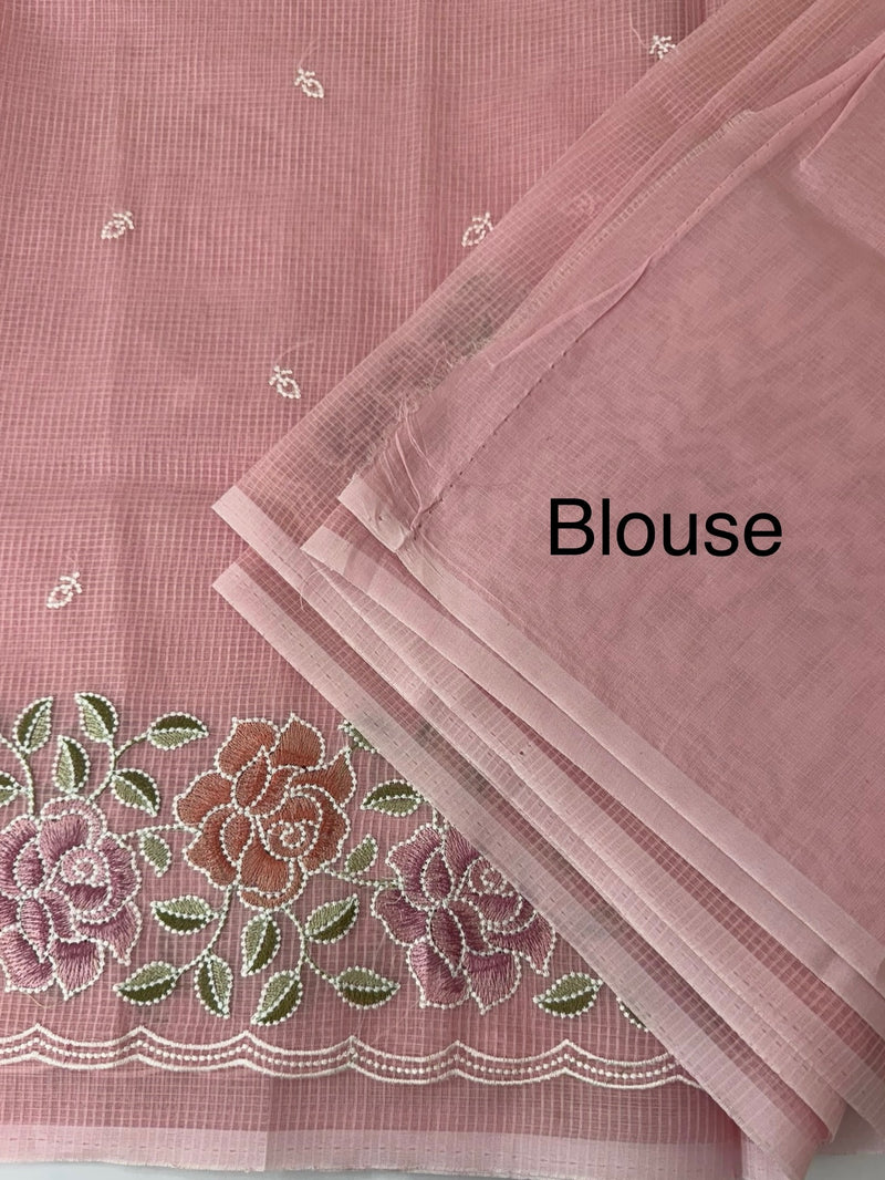 Embriodery kota silk saree MNEKS421 Pink