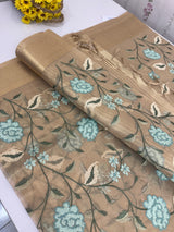 Tissue Silk Saree with Cross Stitch Embroidery MS8933