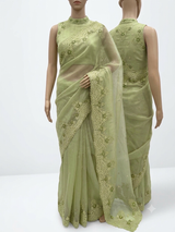 Cutwork Glass organza saree with Blouse MOS453