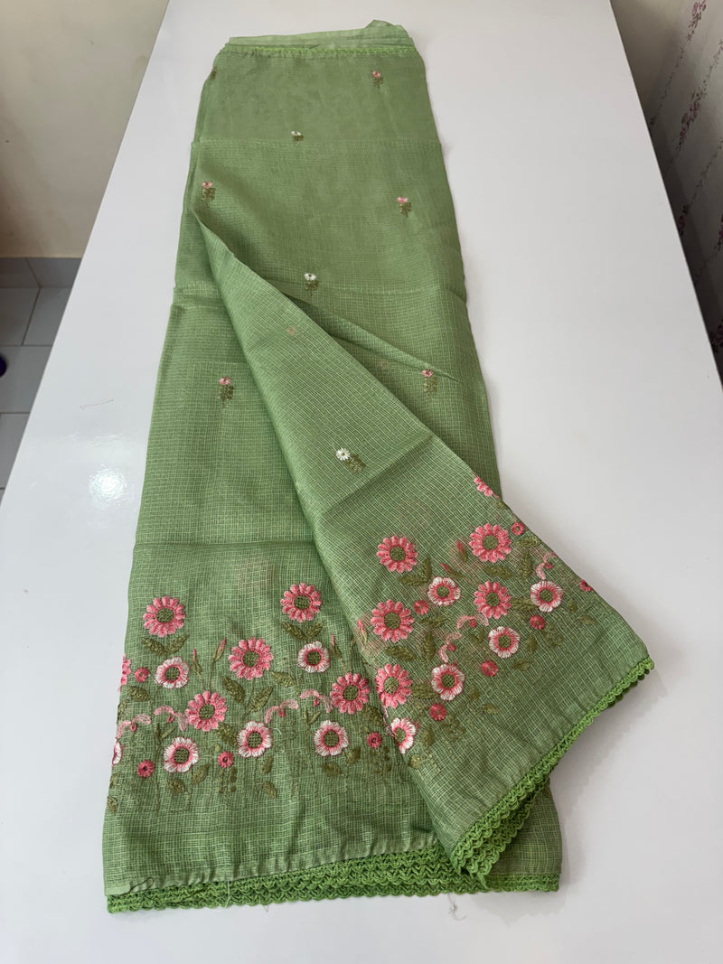 Soft kota checks saree with embroidery - SVPSNM m