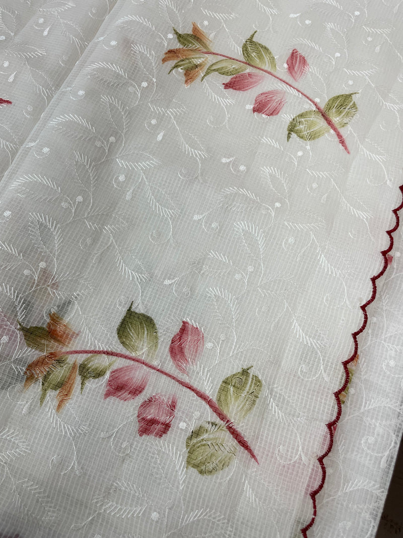 NetkKota saree with handpainting and embroidery MS7833