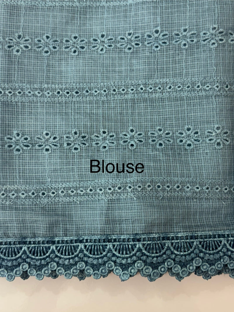 NetKota Hakoba saree with lace border MS6713 - DuskyBlue