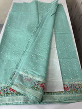 Semi linen saree with embroidery- MS15167