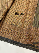 Semi silk saree with checks zari weaving MS81543 - Black